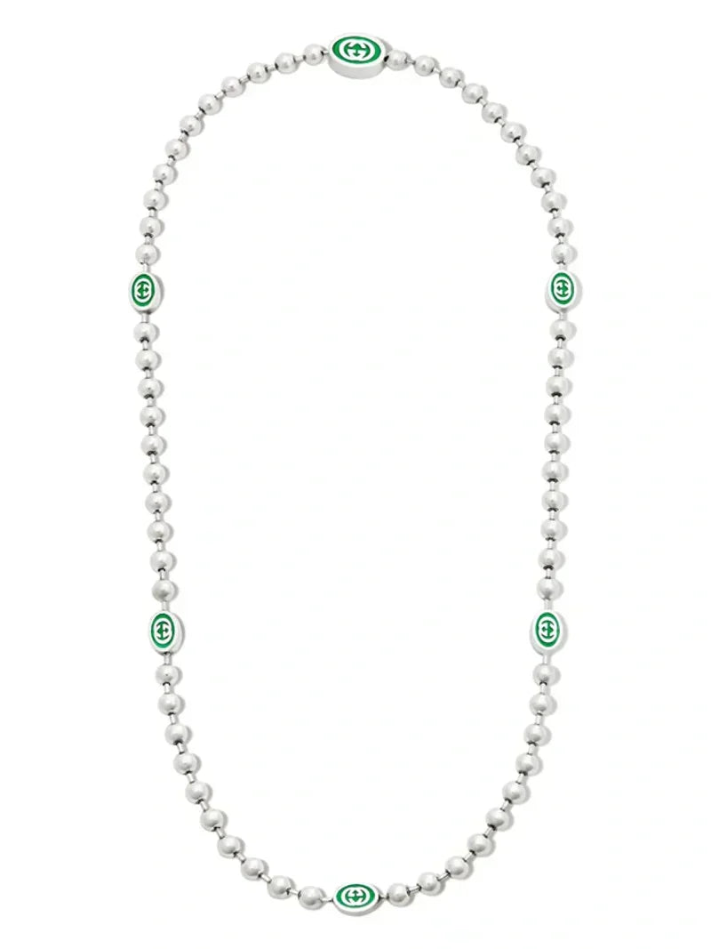 Double Gucci Interlocking Gucci Green Necklace