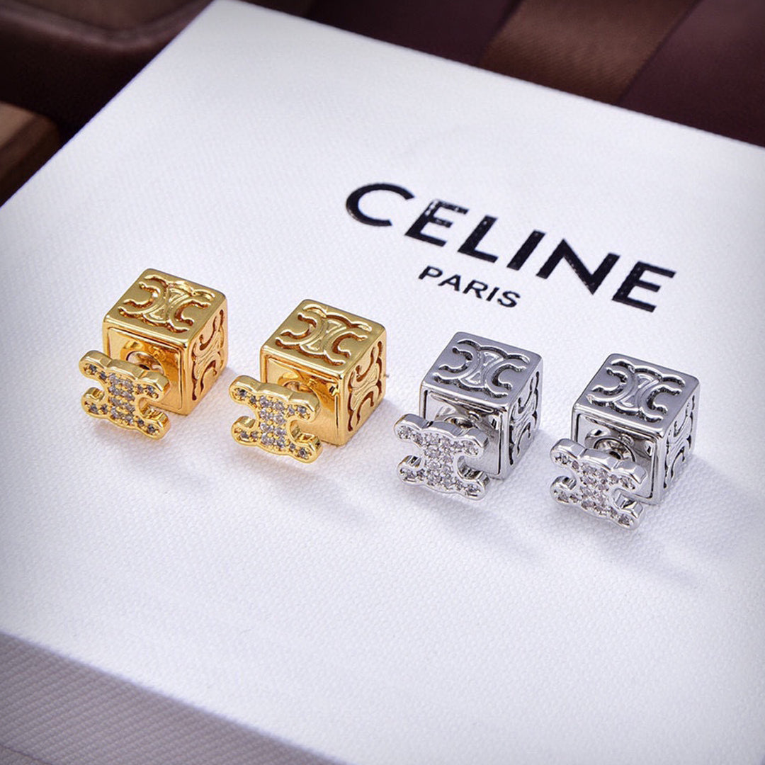 18K Celine Dice Pendant Earrings